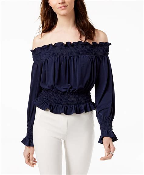 michael kors tops women's|Michael Kors off shoulder top.